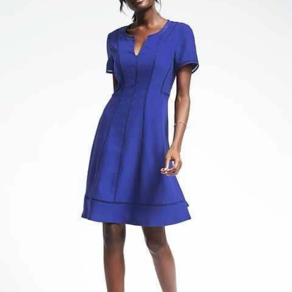 Banana Republic Bright Blue Crepe Crochet Insert Dresses